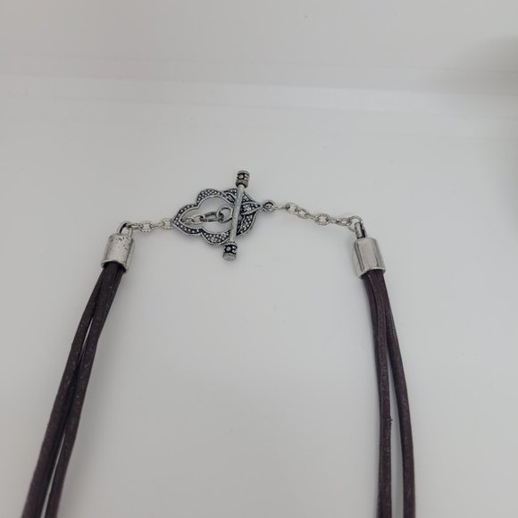 3 Strand Distressed Leather Necklace with Cowboy Boot Pendant - Picture 5 of 6